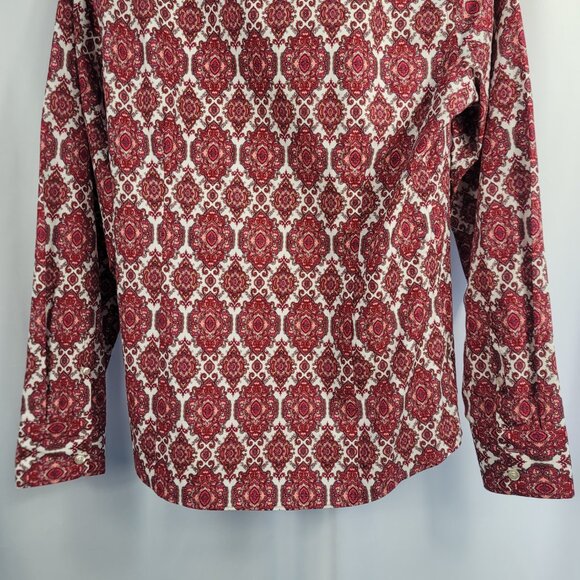 Lands' End No Iron Blouse Size 8 Red & White Paisley Supima Cotton - Picture 8 of 9